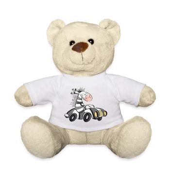 Cooles Zebra Fährt Auto - Comic Rennwagen - Teddy - Sonnengelb - Vorne