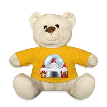 Snowglobe Santa Gnomes Cheer - Teddy Bear - sun yellow - Front