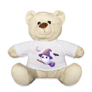 Kawaii Hexen‑Geist auf Besen – Halloween Shirt - Teddy - Sonnengelb - Vorne