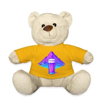 Neon Bierglas vor Berglandschaft - Teddy - Sonnengelb - Vorne