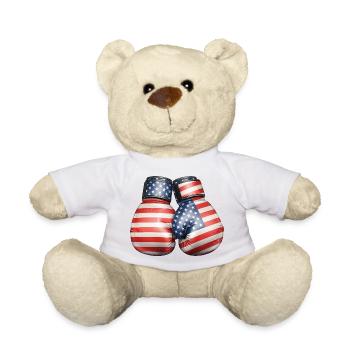 USA Flags Boxing Gloves - Teddy Bear - sun yellow - Front
