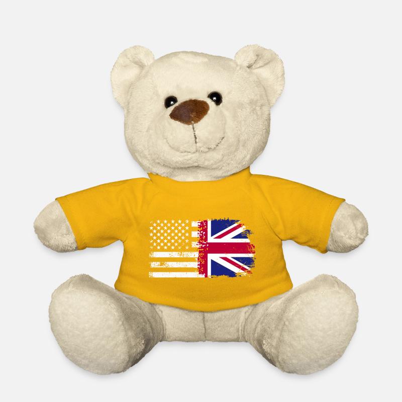 Grunge US UK Flag Mashup - Teddy Bear - sun yellow