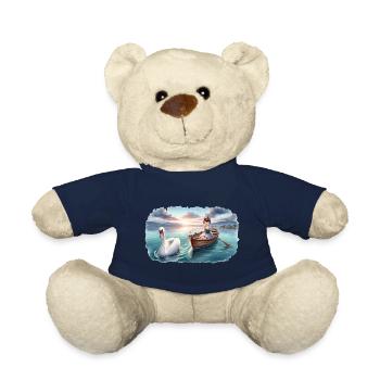 Ein weisser Schwan im Aquarell-Style - Teddy - French Navy - Vorne