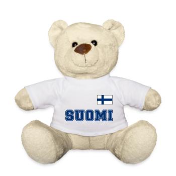 FINNLAND - SUOMI Trikot Look - Flagge auf Brust - Teddy - Sonnengelb - Vorne
