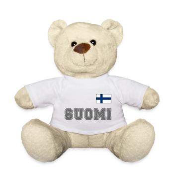 FINNLAND - SUOMI Trikot Look - Flagge auf Brust - Teddy - Sonnengelb - Vorne