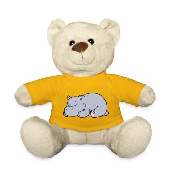 Sleeping Hippopotamus Tired Lazy Vector - Teddy Bear - sun yellow - Front