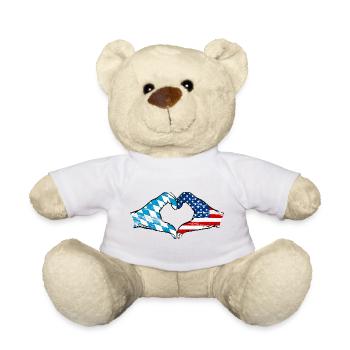 Bavaria USA Flag Hands Heart Shape Used - Teddy Bear - sun yellow - Front