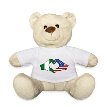 Nigeria USA Flag Hands Heart Shape - Teddy Bear - sun yellow - Front