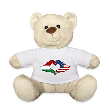 Ungarn USA Flagge Haende Herzform - Teddy - Sonnengelb - Vorne