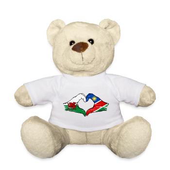 Wales Namibia Flag Hands Heart Shape used - Teddy Bear - sun yellow - Front