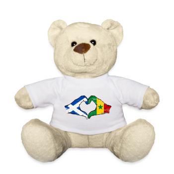 Scotland Senegal flag hands heart shape used - Teddy Bear - sun yellow - Front