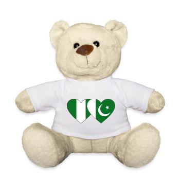 Nigeria Pakistan Flag Heart - Teddy Bear - sun yellow - Front