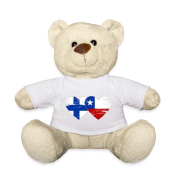 Finland Chile Flag Heart - Teddy Bear - sun yellow - Front
