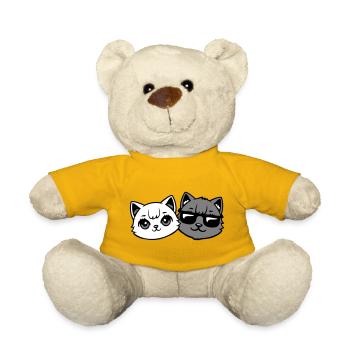 Cute Kittens Cool Male Couple Black and White Cats - Teddy Bear - sun yellow - Front
