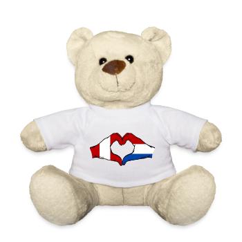 Drapeau Pérou-Hollande, mains en forme de cœur, utilisé - Nounours - jaune soleil - Devant