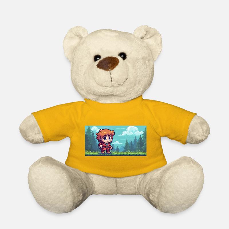 Pixelheld im Waldabenteuer Gaming Szene - Teddy - Sonnengelb