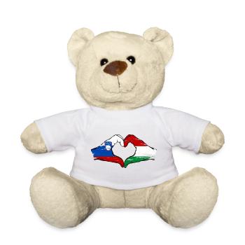 Slovenia Hungary flag hands heart shape used - Teddy Bear - sun yellow - Front