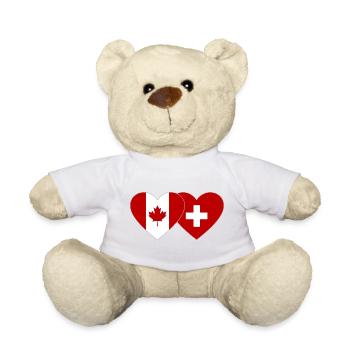 Canada Switzerland Flag Heart - Teddy Bear - sun yellow - Front