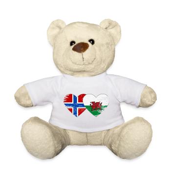 Norway Wales flag heart used - Teddy Bear - sun yellow - Front