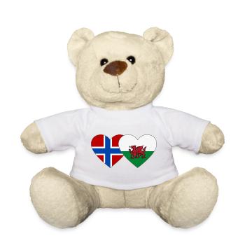 Norway Wales Flag Heart - Teddy Bear - sun yellow - Front