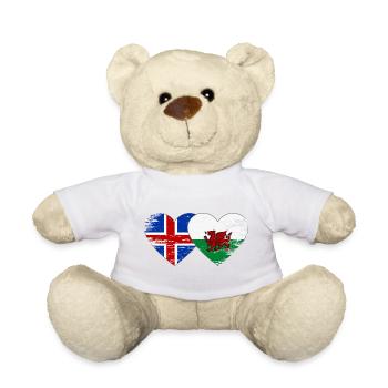 Iceland Wales flag heart used - Teddy Bear - sun yellow - Front