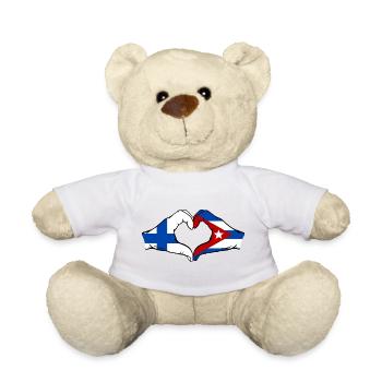 Finnland Kuba Flagge Hände Herz - Teddy - Sonnengelb - Vorne