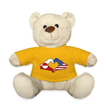 Greenland USA Flag Hands Heart Shape - Teddy Bear - sun yellow - Front