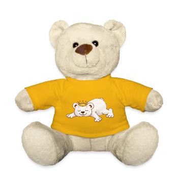 Sleeping Bear with Crown – Cute Animal Motif - Teddy Bear - sun yellow - Front