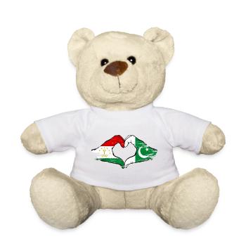 Tajikistan Pakistan Flag Heart Shape - Teddy Bear - sun yellow - Front