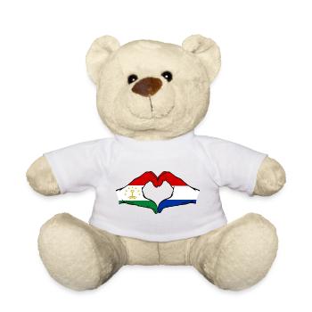 Tajikistan Holland Flag Hands Heart Shape - Teddy Bear - sun yellow - Front