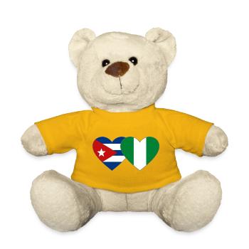 Cuba Nigeria Flag Heart Flag - Teddy Bear - sun yellow - Front
