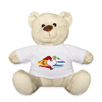 Flaggenherz Spanien Uruguay used - Teddy - Sonnengelb - Vorne