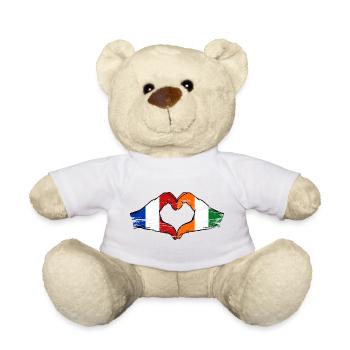 France Ivory Coast Flag Hands Heart Shape - Teddy Bear - sun yellow - Front