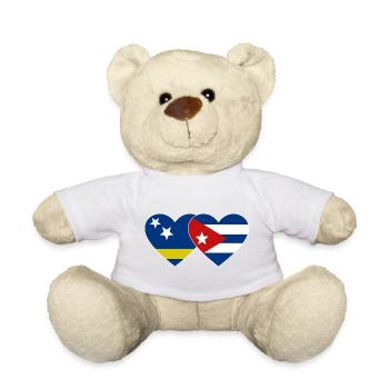 Curacao Cuba Flag Heart - Teddy Bear - sun yellow - Front