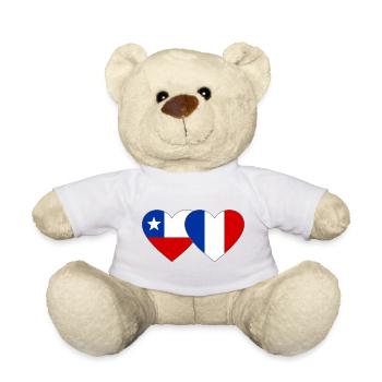 Chile France Flag Heart - Teddy Bear - sun yellow - Front