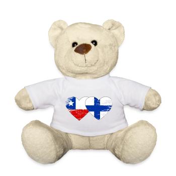 Chile Finland Flag Heart - Teddy Bear - sun yellow - Front