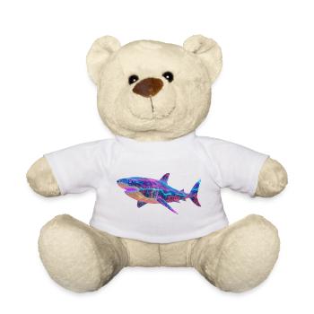 Cyber Shark: Futuristic Synthwave Ocean Art - Teddy Bear - sun yellow - Front