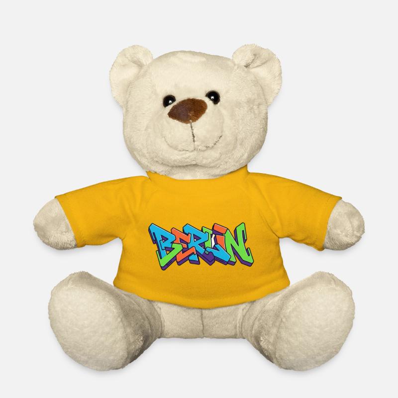 Berlin Streets Graffiti Colour Explosion - Teddy Bear - sun yellow