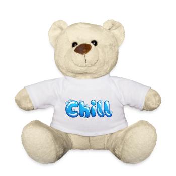 Chill – Fun Bubble Font Cool Summer Vibes T-Shirt - Teddy Bear - sun yellow - Front