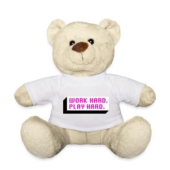 Work Hard. Play Hard. (Pink) - Teddy Bear - sun yellow - Front