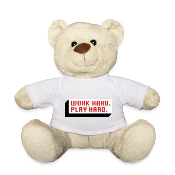 Work Hard. Play Hard. (Red) - Teddy Bear - sun yellow - Front