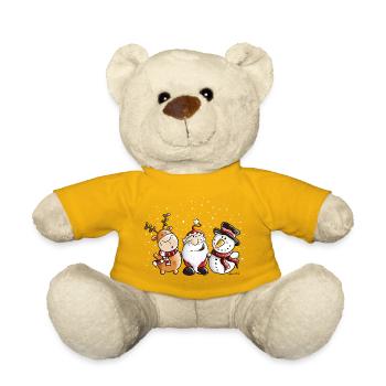Cute Santa Claus, Reindeer and Snowman - Christmas - Teddy Bear - sun yellow - Front