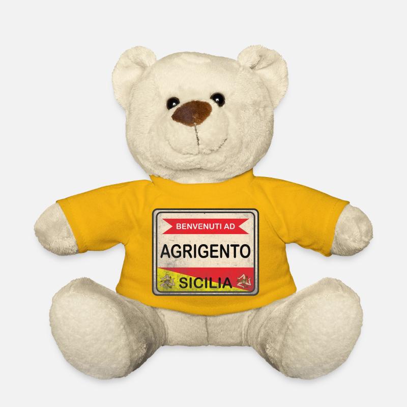 Sizilien T-Shirt Agrigento Willkommensschild - Teddy - Sonnengelb