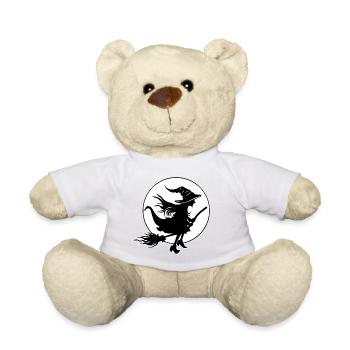 Jeune sorcière devant la pleine lune motif d’Halloween - Nounours - jaune soleil - Devant
