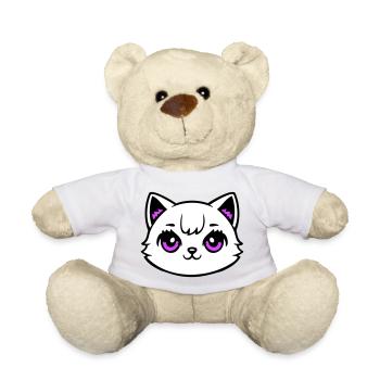 Katzenkopf Pink Augen Weiß Mieze Süß Kawaii Rosa - Teddy - Sonnengelb - Vorne