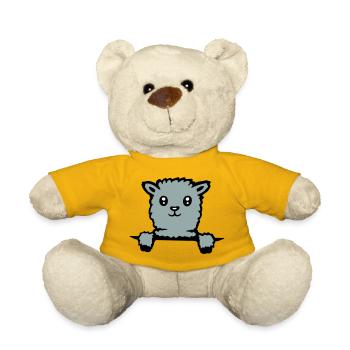 Lama mignon alpaga moelleux qui sort - Nounours - jaune soleil - Devant