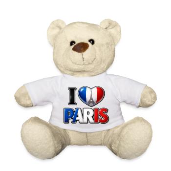 Ich liebe Paris – Trikolore, Herz und Eiffelturm - Teddy - Sonnengelb - Vorne