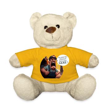 YOU CAN BE A RAILWAY WORKER WITHOUT WARNING! (train) - Teddy Bear - sun yellow - Front