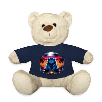 Cuddly kitten in the neon cosmos - Teddy Bear - french navy - Front