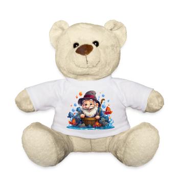 Cheerful fisherman with colorful fish - Teddy Bear - sun yellow - Front